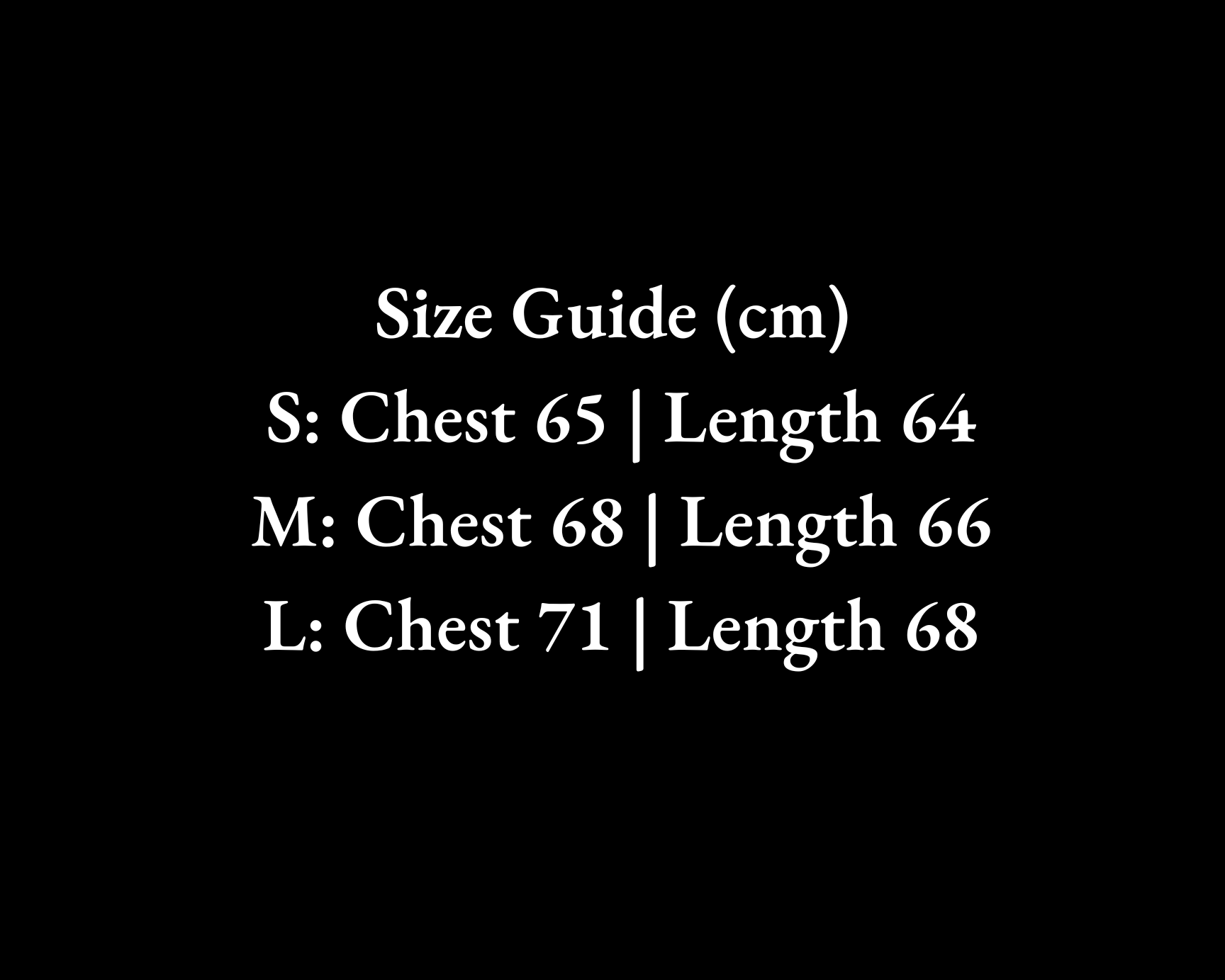 Size guide text